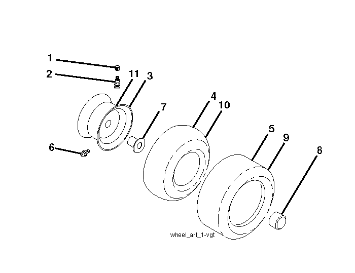 Wheels And Tires Diagram and Parts List for GTH260TWIN (96041004501)(2007-10) Husqvarna Lawn Tractor