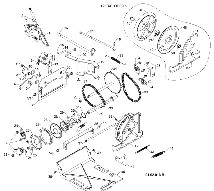 Drive Diagram and Parts List for 12530HV (96193007204)(2013-08) Husqvarna Snow Blower