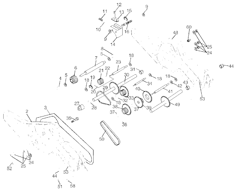 Transmission Diagram and Parts List for 650BRTT (954329325-A)(2003-12) Husqvarna Tiller