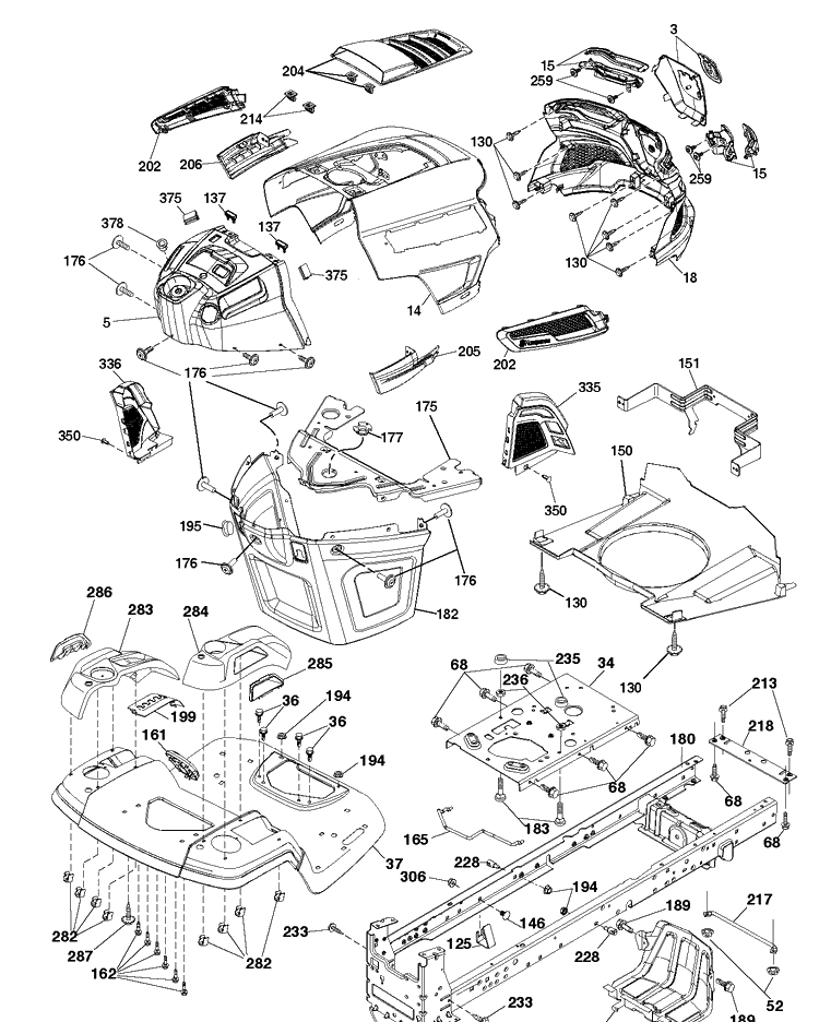 Chassis / Frame Diagram and Parts List for TS148X (96043031200)(2020-06) Husqvarna Lawn Tractor