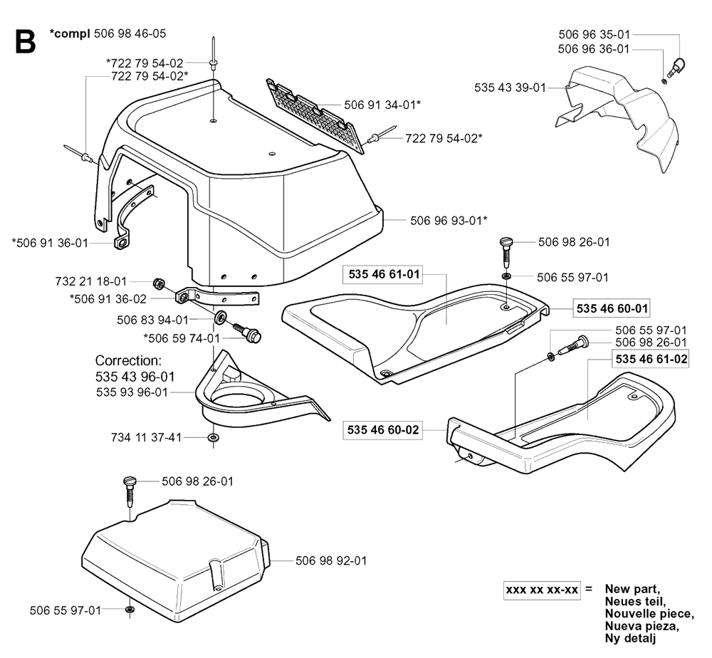 Hood Diagram and Parts List for R11BIO (953519901)(2004-01) Husqvarna Lawn Tractor