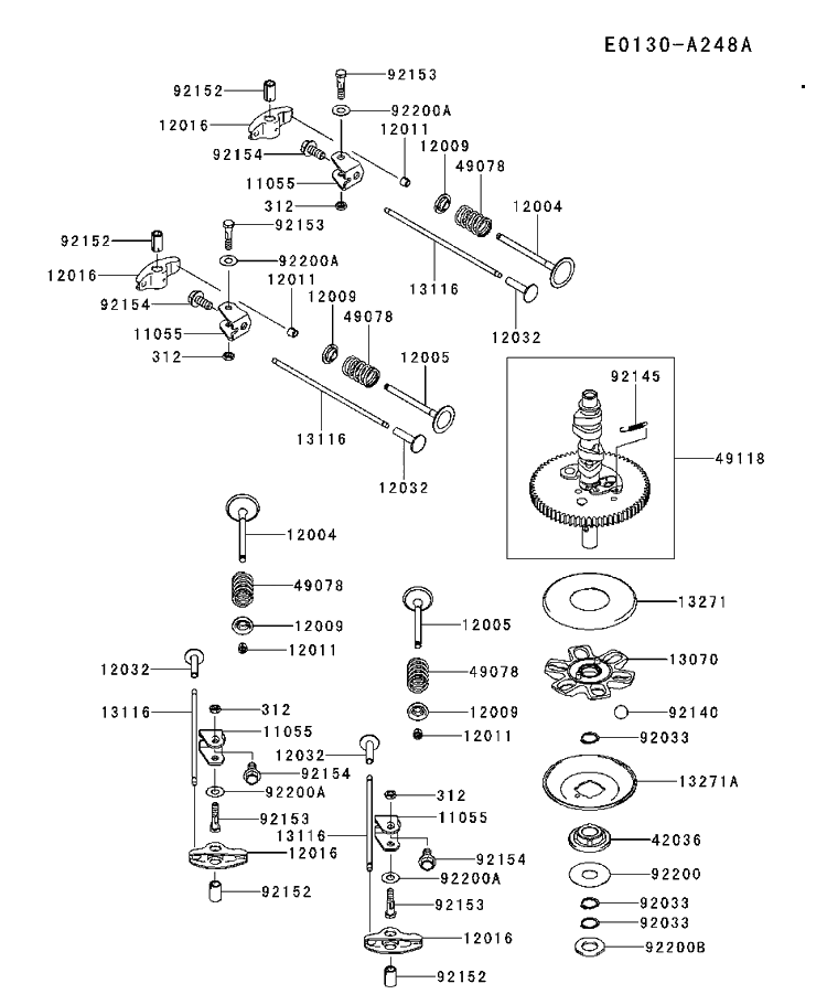 Valve And Camshaft Diagram and Parts List for FS691V-BS19 2017-09 Husqvarna Engine