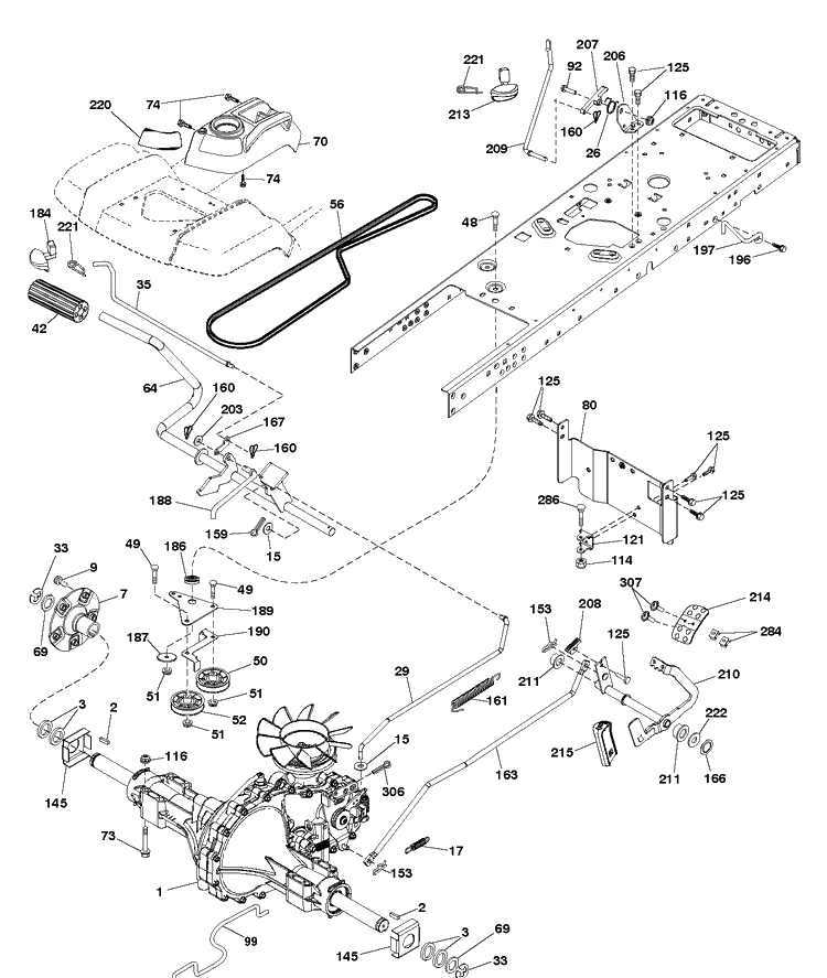 Drive Diagram and Parts List for GT52XLS (96043015900)(2012-09) Husqvarna Lawn Tractor