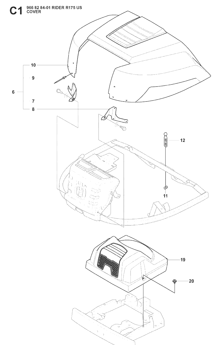 Cover 2 Diagram and Parts List for RIDER175 (966828401)(2008-05) Husqvarna Lawn Mower