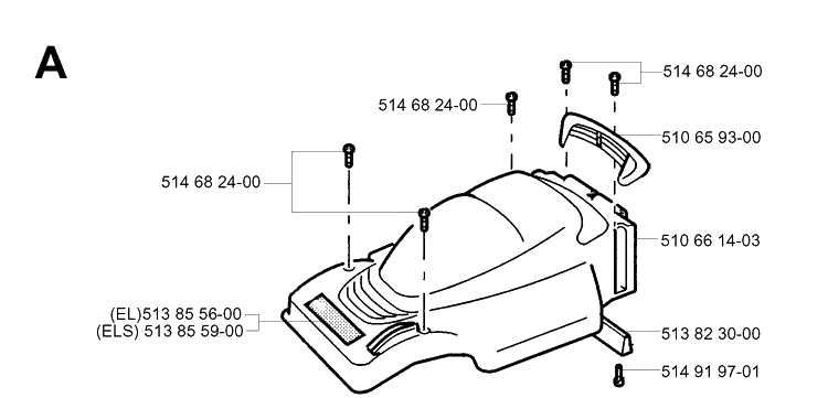 Cover Diagram and Parts List for 43EL ROYAL Husqvarna Lawn Mower