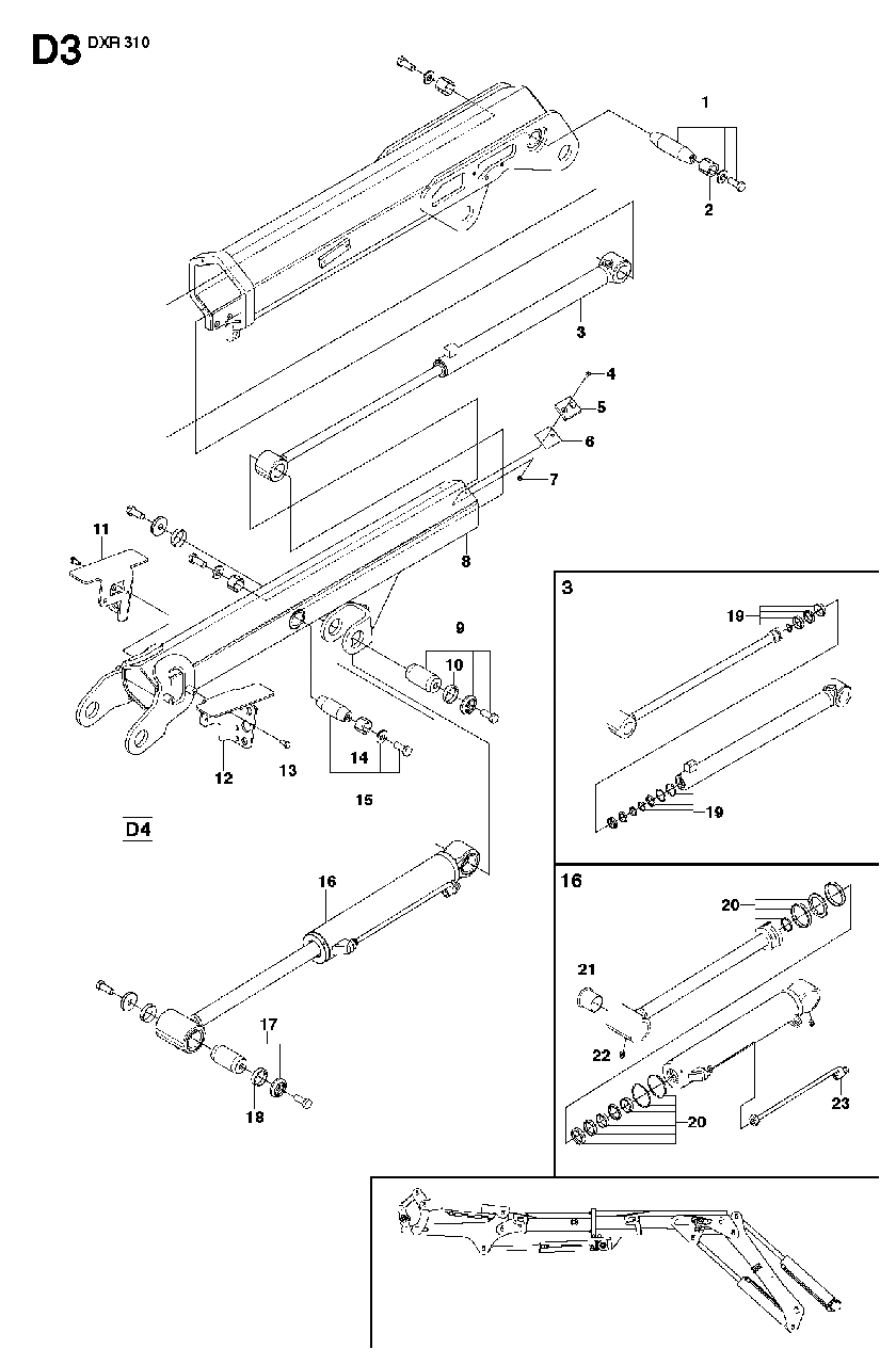 Telescopic Arm Diagram and Parts List for DXR310 (1 - 42)(2009-07) Husqvarna Demolition Hammer