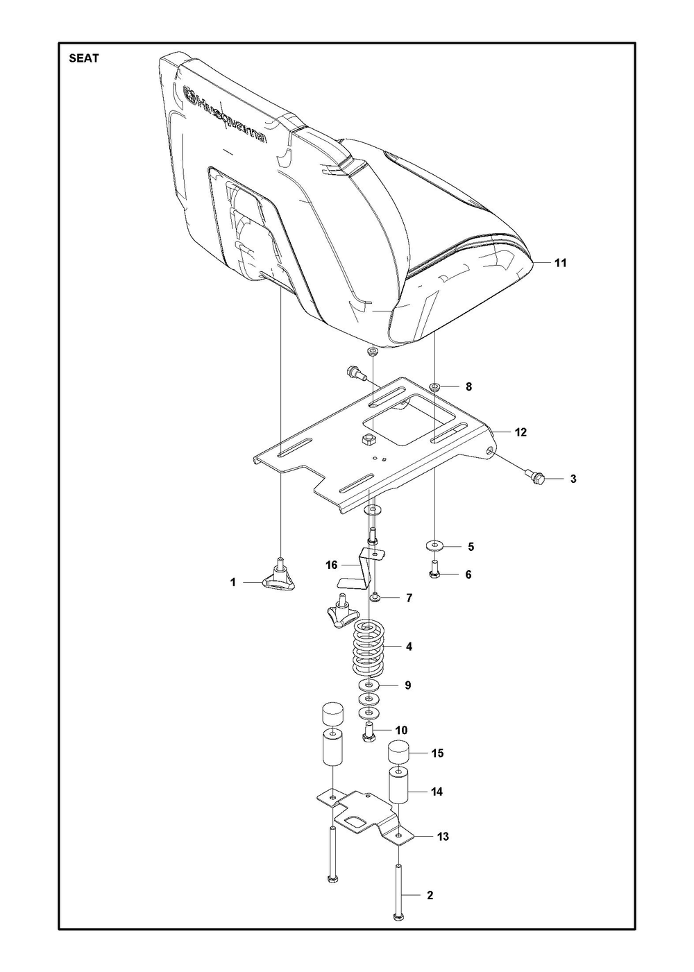 Seat Diagram and Parts List for RC320TSAWD2017-2022  Husqvarna Lawn Tractor