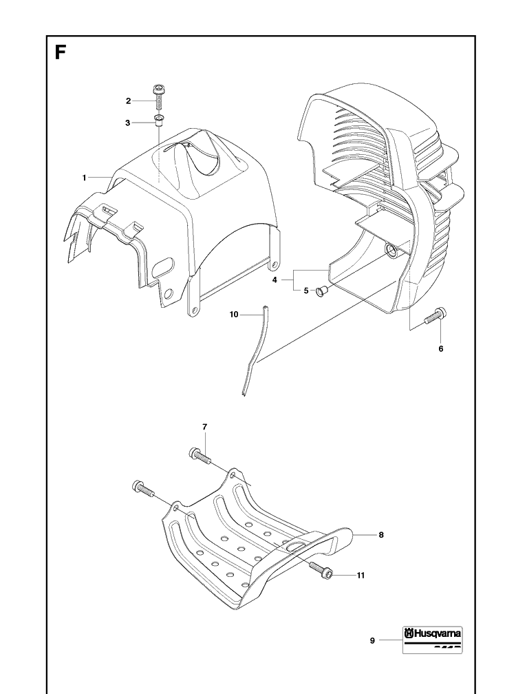 Cover Diagram and Parts List for 241R 20093600001-20144900000 Husqvarna Brush Cutter