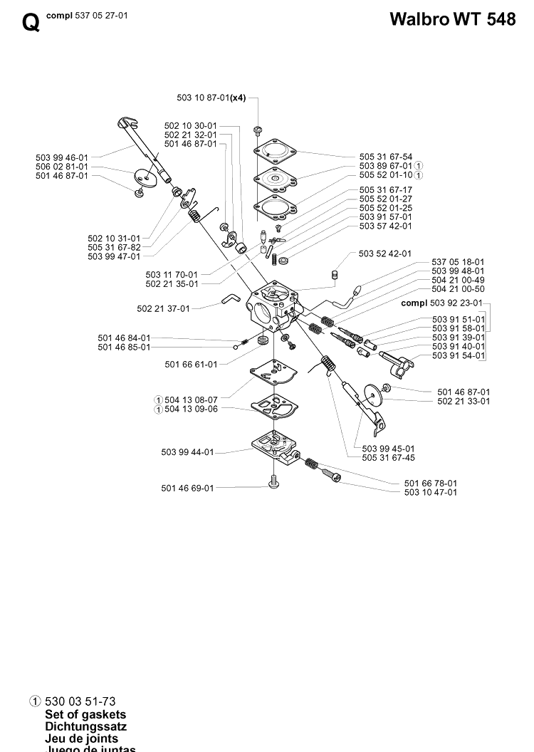 Carburetor Details Diagram and Parts List for 232L 20060100001-20070100000 Husqvarna Edger
