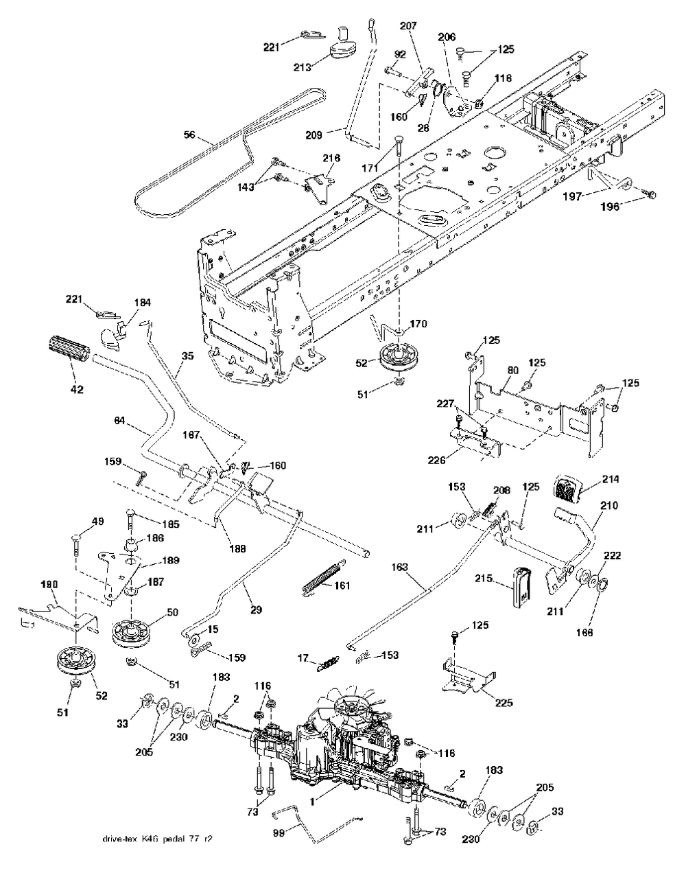 Drive Diagram and Parts List for YTH2348 (917240443)(2012-11) Husqvarna Lawn Tractor
