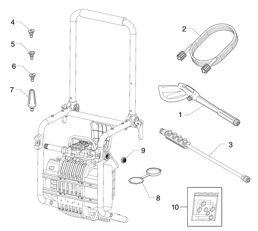 Main Unit (80098321) Diagram and Parts List for 020802-01  Husqvarna Pressure Washer