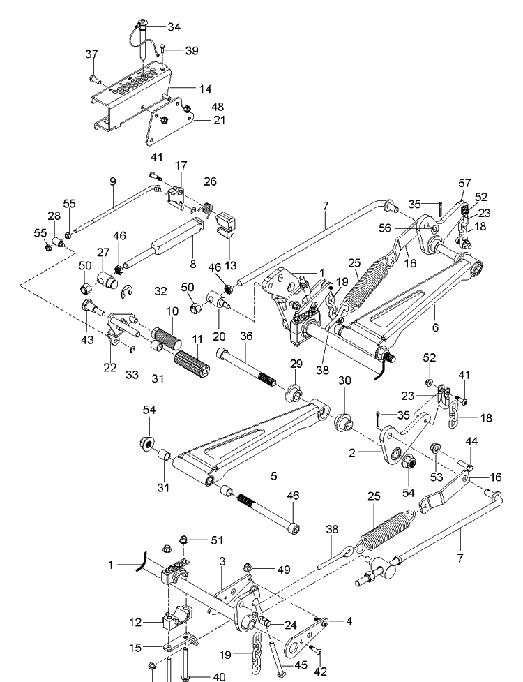 Mower Lift / Deck Lift Diagram and Parts List for Z560 (96792990200)(2019-06) Husqvarna Lawn Mower
