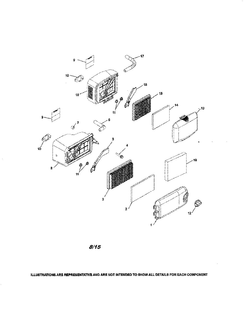 Air intake Diagram and Parts List for HU675AWD-96145001500  Husqvarna Lawn Mower