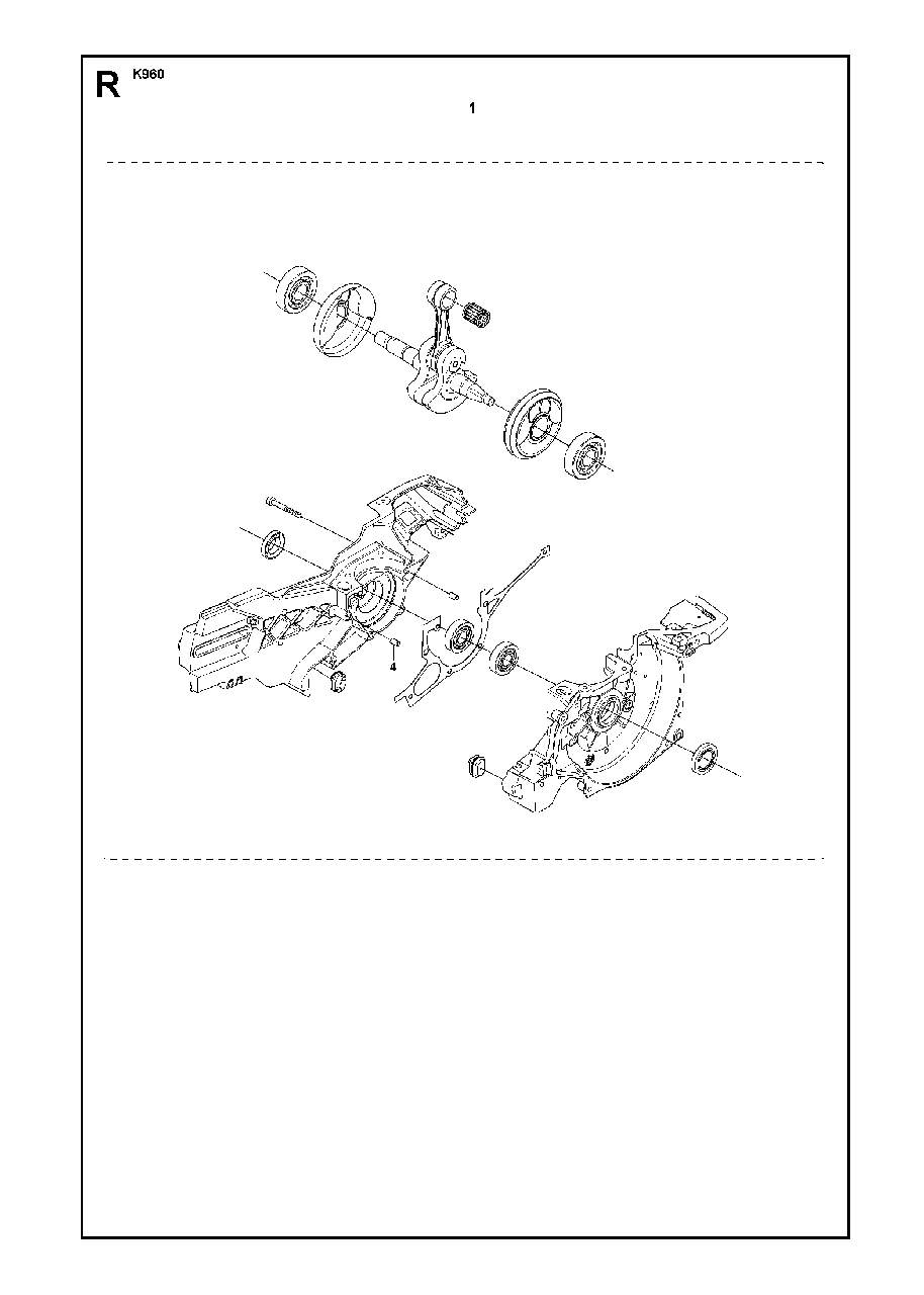 Crankcase Diagram and Parts List for K960 2007-07 Husqvarna Circular Saw
