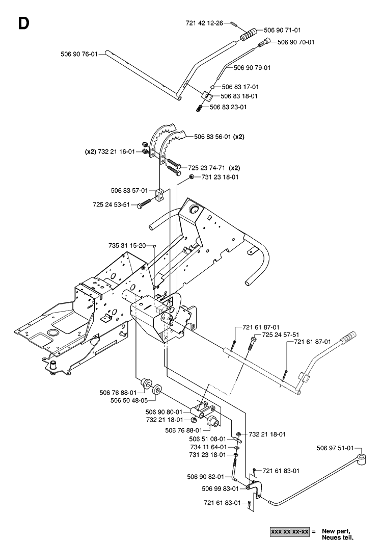 Controls Diagram and Parts List for RIDER155AWD (965089301)(2006-01) Husqvarna Lawn Mower
