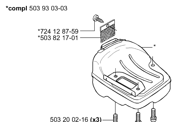 Muffler Diagram and Parts List for 338XPT 2004-08 Husqvarna Chainsaw