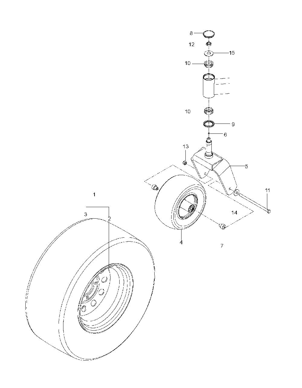 Wheels And Tires Diagram and Parts List for PZ7234FX966061401-00 2009-08 Husqvarna Lawn Tractor