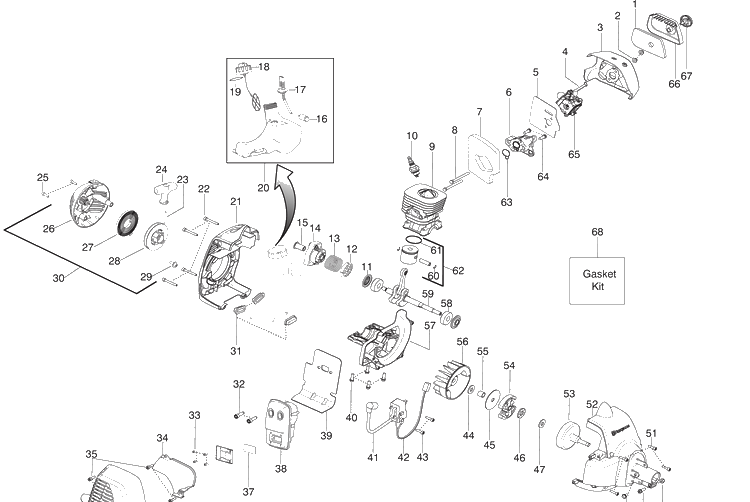 Engine Diagram and Parts List for 128R 2009-09 Husqvarna Brush Cutter