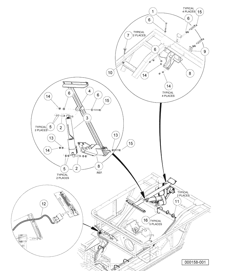 Electric Bed Lift Diagram and Parts List for HUV4420G 2006-11 Husqvarna Lawn Tractor