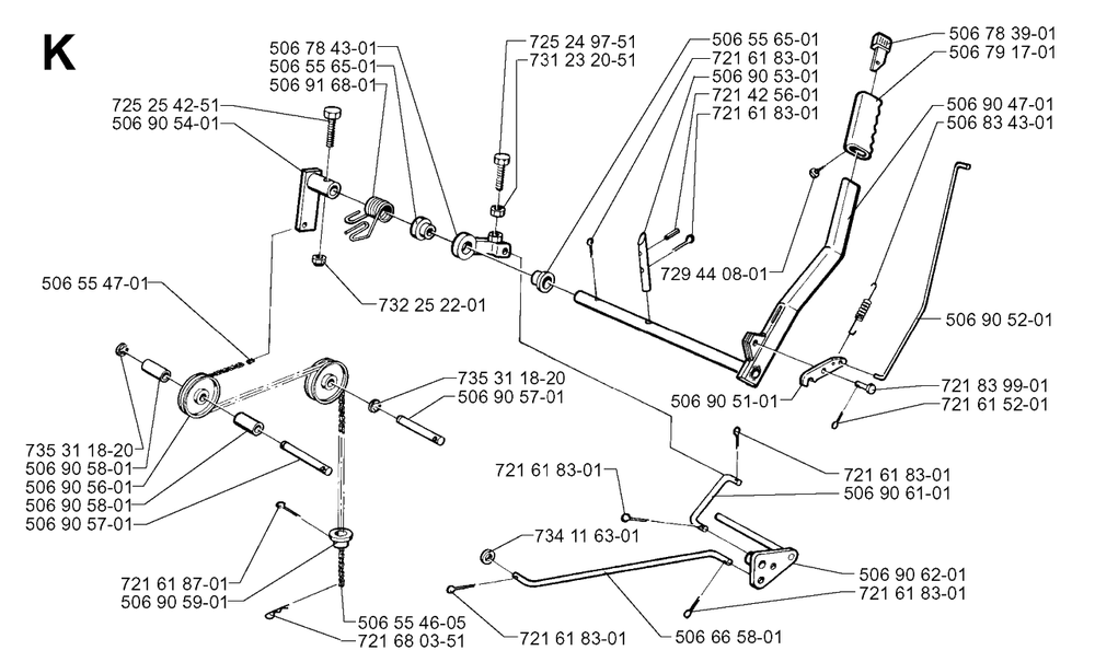 Controls 2 Diagram and Parts List for R13 1998-09 Husqvarna Lawn Tractor