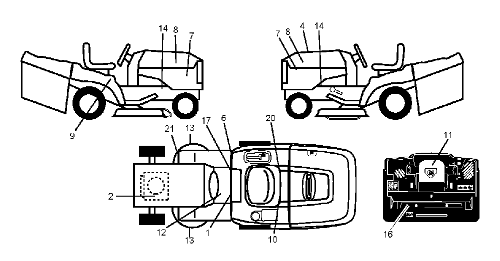 Decals Diagram and Parts List for CTH200TWIN (96061022601)(2008-09) Husqvarna Lawn Tractor