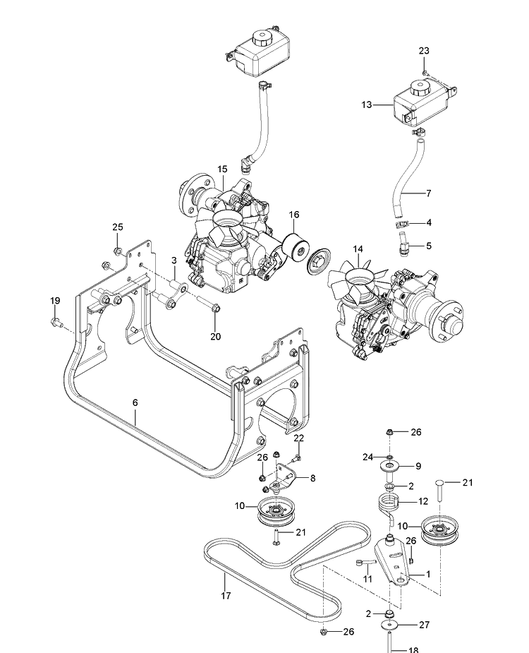 Hydraulic Pump - Motor Diagram and Parts List for Z554  Husqvarna Lawn Mower