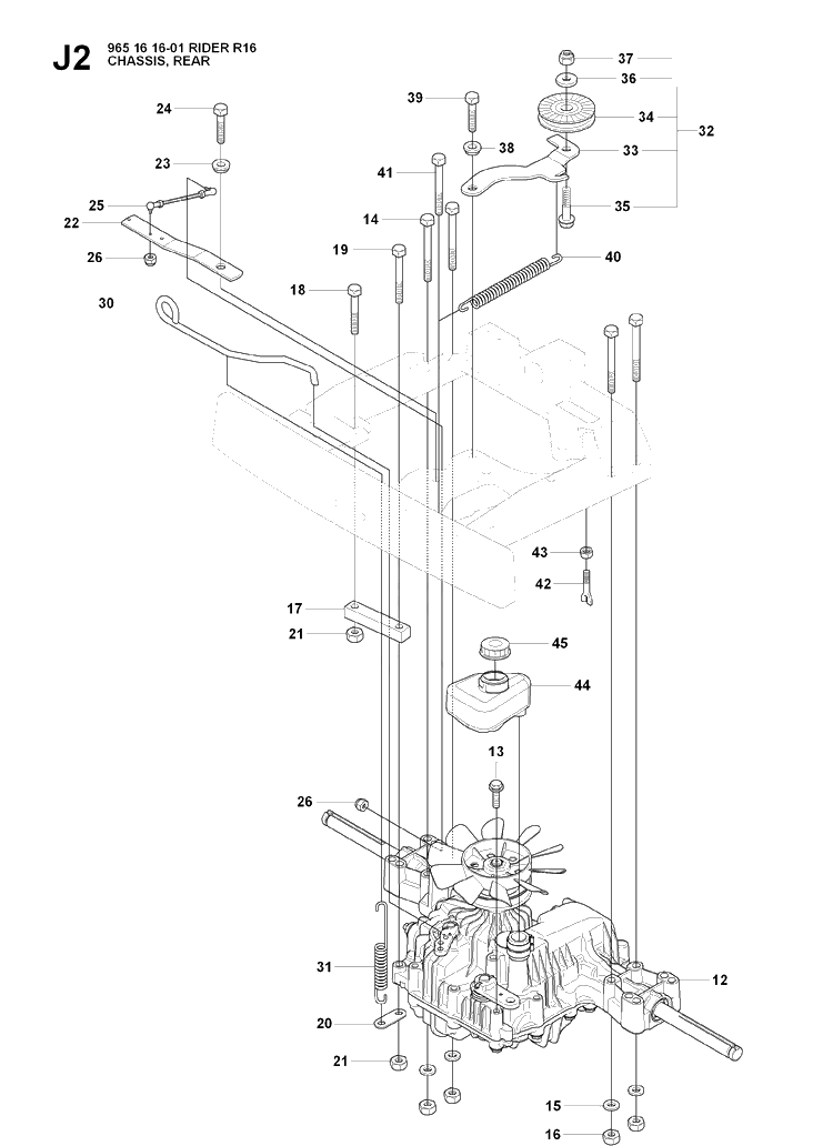 Transmission 4 Diagram and Parts List for RIDER16 (965161601)(2007-06) Husqvarna Lawn Mower