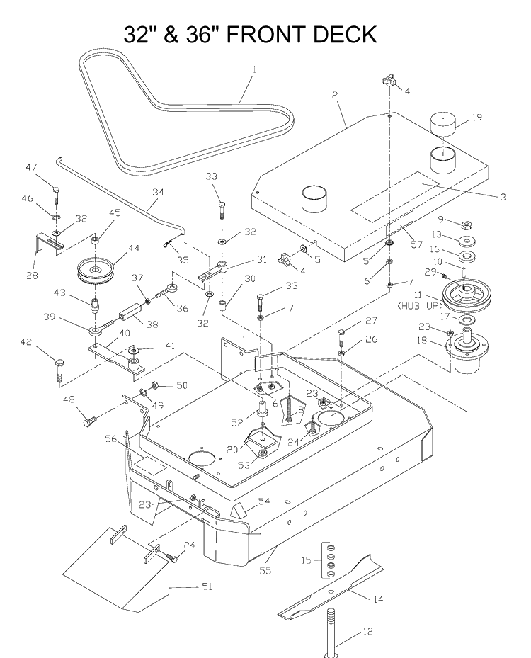 Mower Deck / Cutting Deck Diagram and Parts List for W3614A (968999103)(2001-09) Husqvarna Lawn Mower