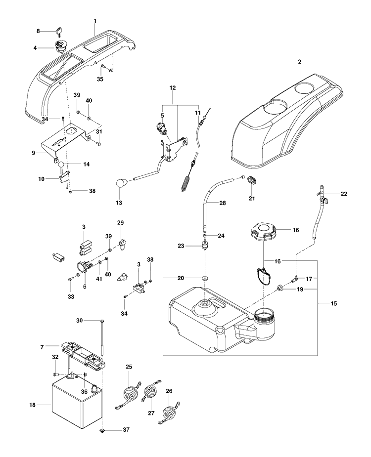 Ignition System Diagram and Parts List for RZ3016 (96661230104)(2015-04) Husqvarna Lawn Mower