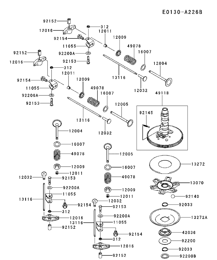 Valve And Camshaft Diagram and Parts List for FX801V-FS00 2017-09 Husqvarna Engine