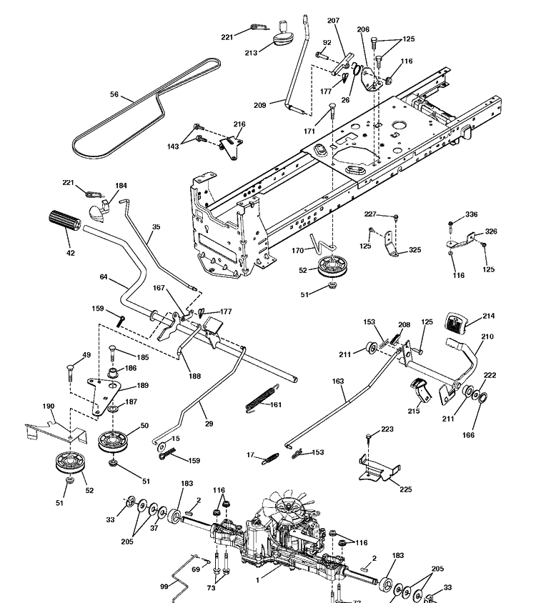 Drive Diagram and Parts List for TS146XKD (96043032900)(2021-01) Husqvarna Lawn Tractor
