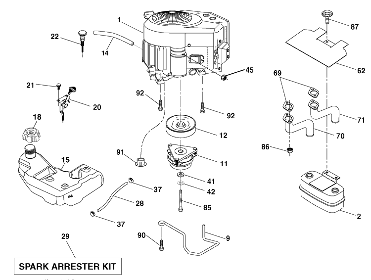 Engine Diagram and Parts List for LGTH2454 (289580)(2010-03) Husqvarna Lawn Mower