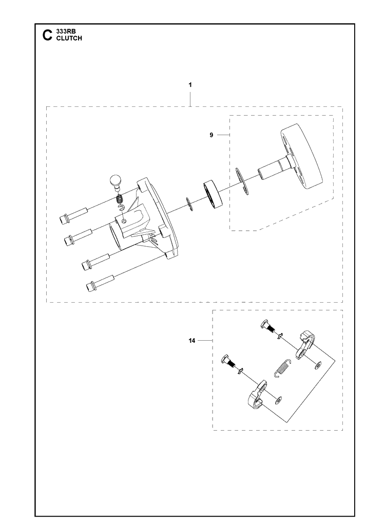 Clutch Diagram and Parts List for 333RBMARKII (967968001)(2019-04) Husqvarna Edger