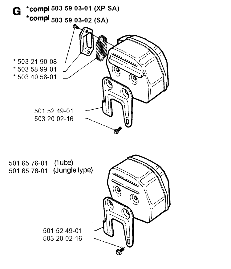 Muffler Diagram and Parts List for 266 1993-09 replaced by 266 Husqvarna Chainsaw