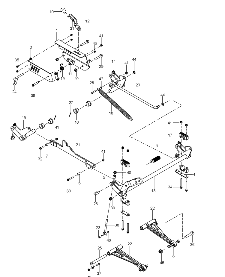 Mower Lift / Deck Lift Diagram and Parts List for P-ZT26BF (96661370102)(2012-06) Husqvarna Lawn Mower