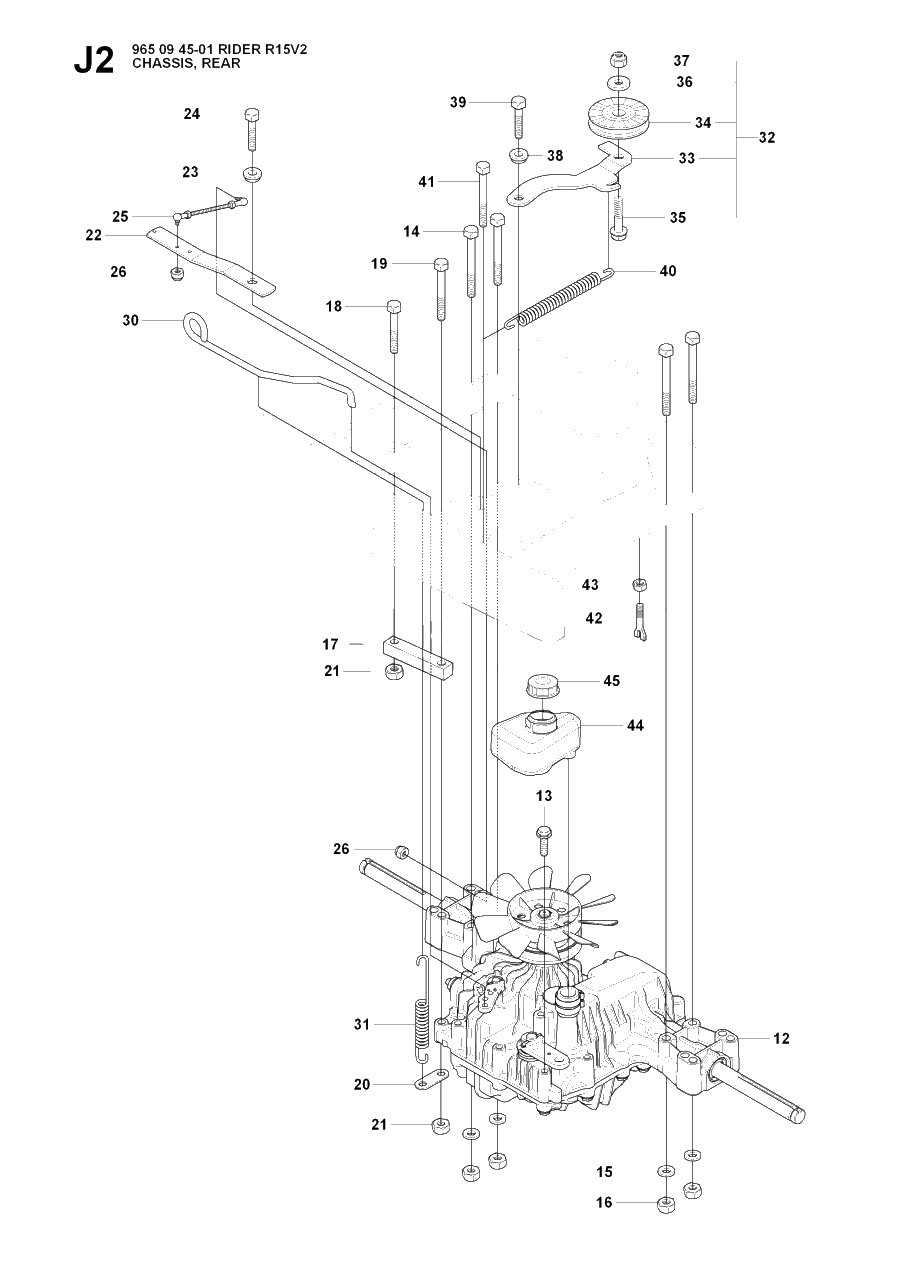 Transmission 2 Diagram and Parts List for R15-V2 (965094501)(2007-01) Husqvarna Lawn Tractor