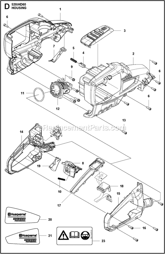 Housing Diagram and Parts List for 520IHD60  Husqvarna Trimmer