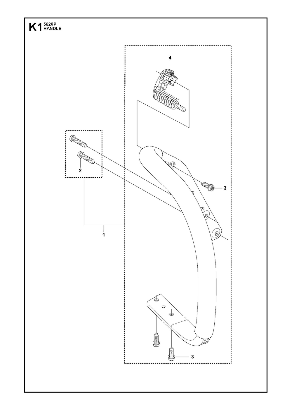 Handle Diagram and Parts List for 562XP-562XPG 562 XP W - 562 XP GW Husqvarna Chainsaw
