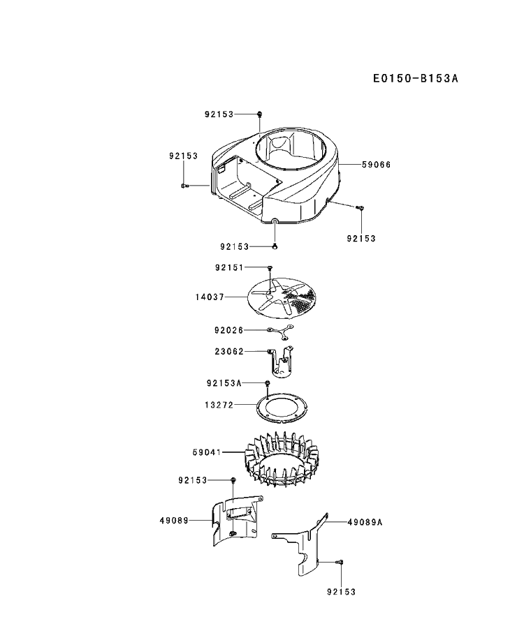 Cooling System Diagram and Parts List for FR600V-AS11 2017-09 Husqvarna Engine
