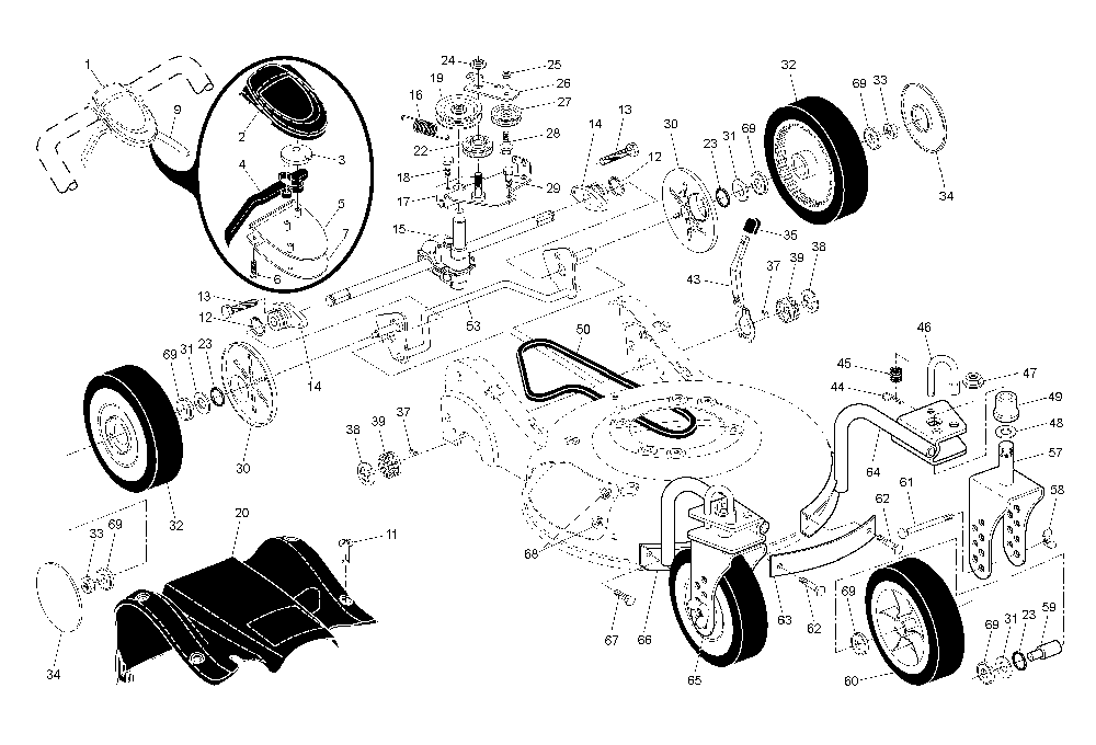 Drive Diagram and Parts List for R152SVSW (96141006404)(2009-02) Husqvarna Lawn Mower