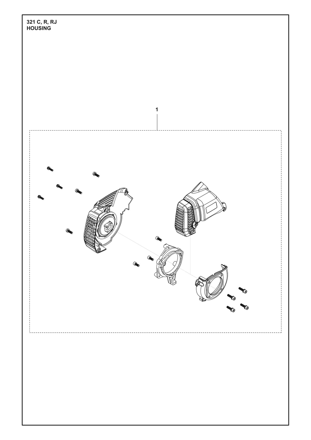 Housing Diagram and Parts List for 321R  Husqvarna Brush Cutter