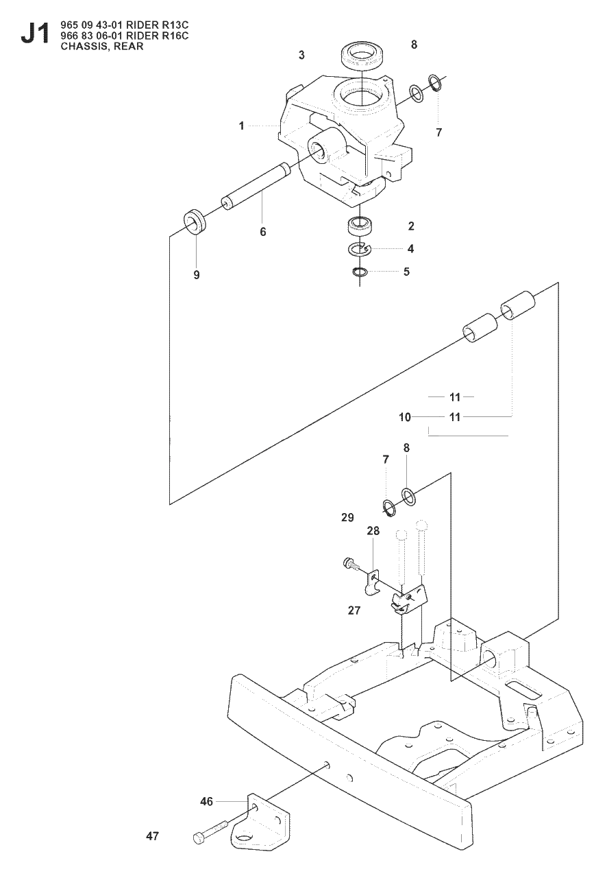 Transmission 2 Diagram and Parts List for R13C (965094301)(2008-04) Husqvarna Lawn Tractor