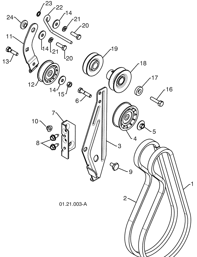 Chassis / Engine / Pulleys-B Diagram and Parts List for 15530SBLS (96193003801)(2009-06) Husqvarna Snow Blower