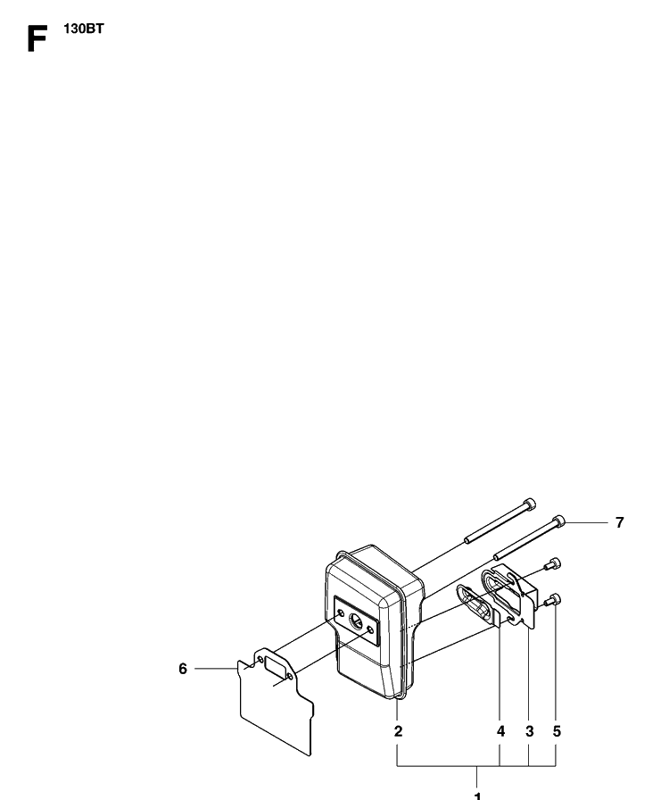 Muffler Diagram and Parts List for 130BT (965102204)(20070100001-20133299999) Husqvarna Leaf Blower / Vacuum