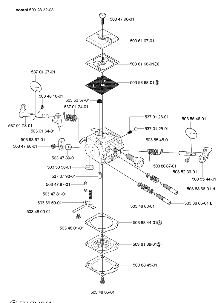 Carburetor Parts - Zama C3m-Elzc Diagram and Parts List for 365EPA 2005-05 Husqvarna Chainsaw