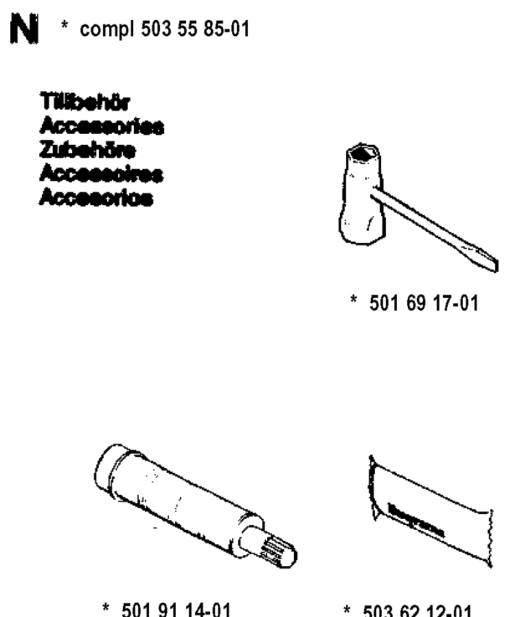 Accessories Diagram and Parts List for 242 19941400001-19981800000 Husqvarna Chainsaw