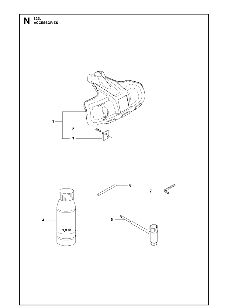 Accessories Diagram and Parts List for 522L  Husqvarna Edger