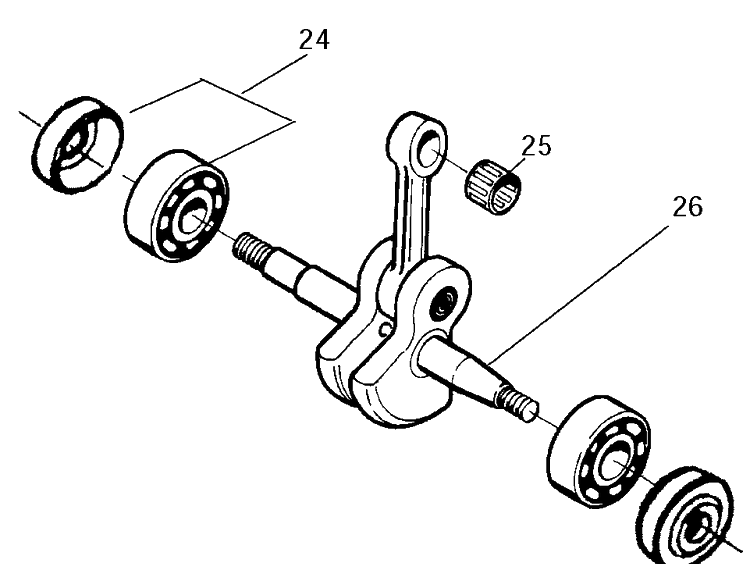 Crankshaft Diagram and Parts List for 141 20030100001-20040100000 Husqvarna Chainsaw