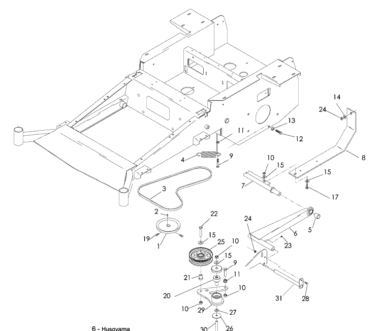 Chassis / Frame 1 Diagram and Parts List for LZF5227 (966956701)(2008-06) Husqvarna Lawn Mower