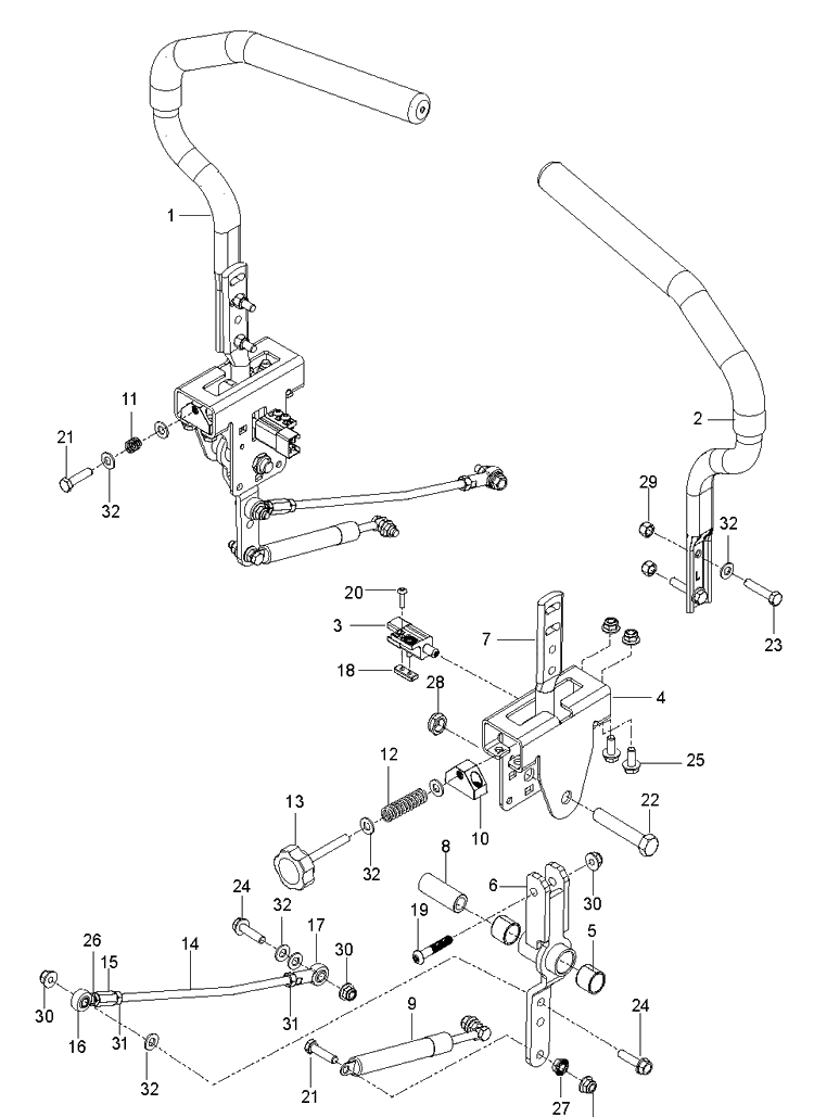 Steering Diagram and Parts List for MZ61 (970467701-00)(2020-04) Husqvarna Lawn Mower